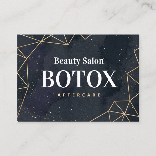 Black Geometric Gold Botox Aftercare Visitenkarte (Vorderseite)
