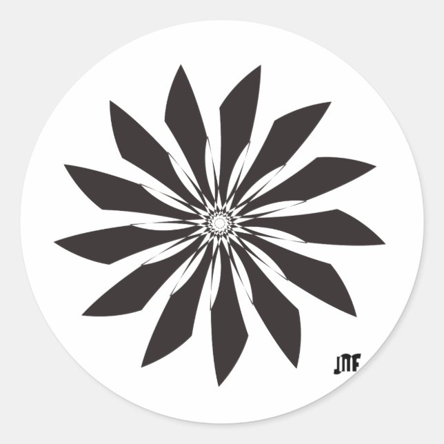 black geometry flower runder aufkleber (Vorderseite)