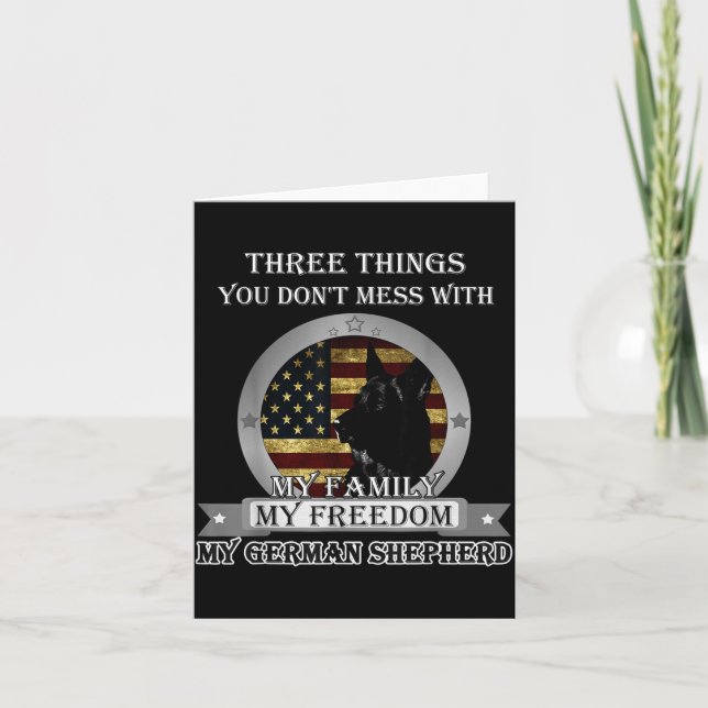Black German Shepherd American Flag Three Things Y Karte (Vorderseite)