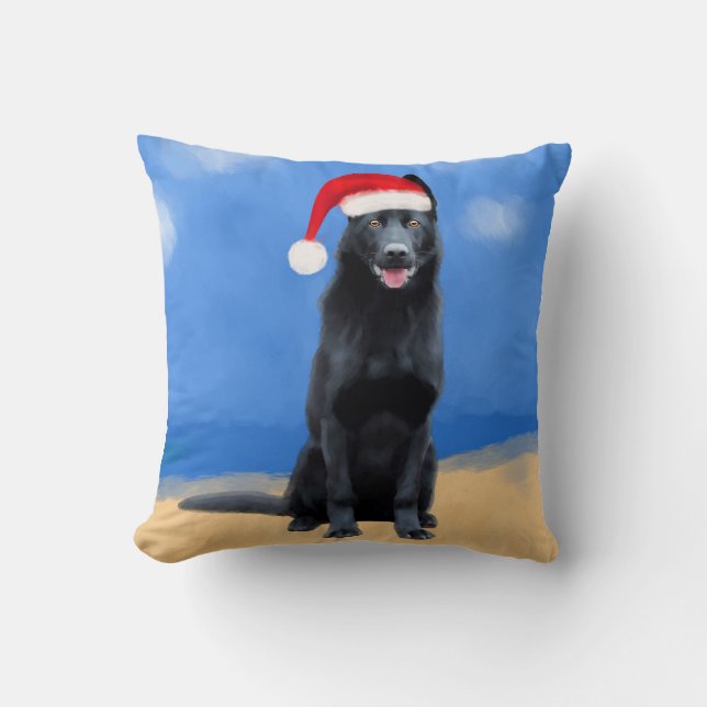 Black German Shepherd Dog Weihnachten Kissen (Vorderseite)
