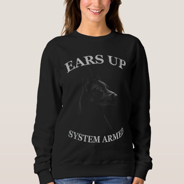 Black German Shepherd Ears Up System Armed Sweatshirt (Vorderseite)