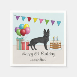 Black German Shepherd farbenfrohe Happy Birthday Serviette