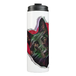 Black German Shepherd Heart Thermosbecher