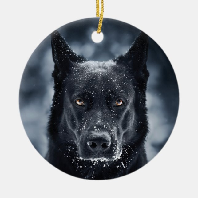 Black German Shepherd Keramik Ornament (Vorne)