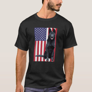 Black German Shepherd mit US Flag T - Shirt