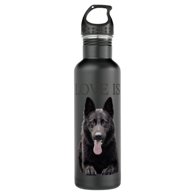 Black German Shepherd Shirt Schäfer TShirt Dog Mam Edelstahlflasche (Vorderseite)