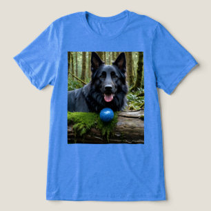 Black German Shepherd with Ball Tri-Blend Shirt