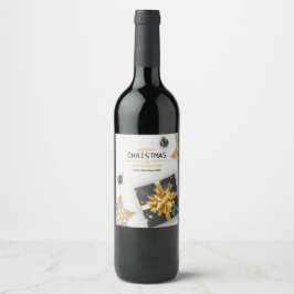 Black Geschenkboxen Gold Snowflakes Weihnachtsbäum Weinetikett