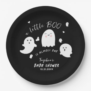 Black Ghost Little Boo Halloween Kinderdusche Pappteller