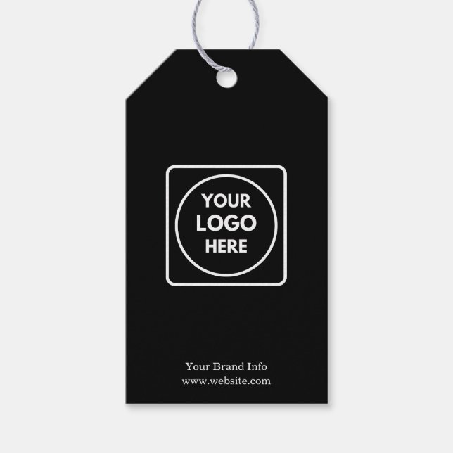 Black Gift Bag | Eigenes Firmenlogo Kleine Verpack Geschenkanhänger (Vorderseite)