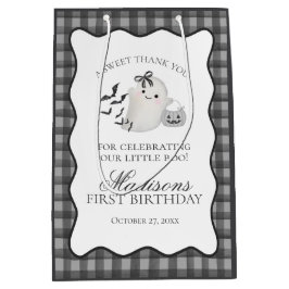 Black Gingham Cute Ghost Birthday Party Favors Mittlere Geschenktüte