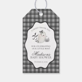 Black Gingham Little Boo Ghost Baby Shower Favors Geschenkanhänger