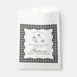 Black Gingham Little Boo Ghost Birthday Dessert Geschenktütchen