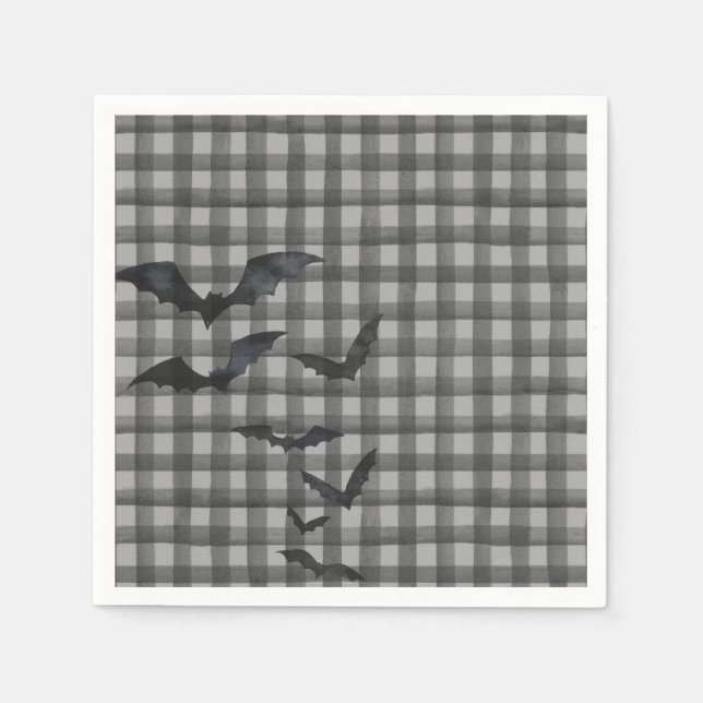 Black Gingham Little Boo Ghost Birthday Dessert Serviette (Vorderseite)