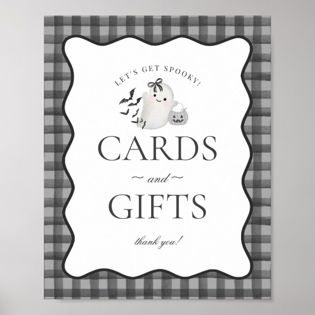 Black Gingham Little Boo Ghost Cards & Gifts Zeich Poster (Vorne)