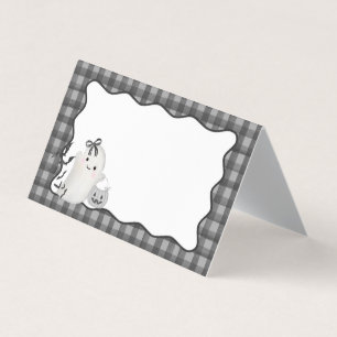 Black Gingham Little Boo Ghost Party Faltkarte