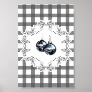 Black Gingham Ornament Poster