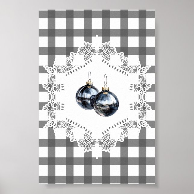 Black Gingham Ornament Poster (Vorne)