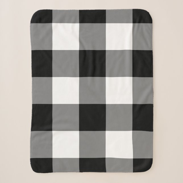 Black Gingham Pattern Sherpadecke (Vorderseite)
