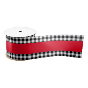 Black Gingham Satin Ribbon Satinband