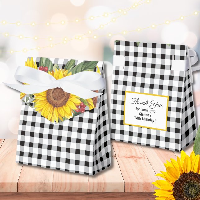Black Gingham & Sunflowers Bridal oder Baby Dusche Geschenkschachtel (Von Creator hochgeladen)