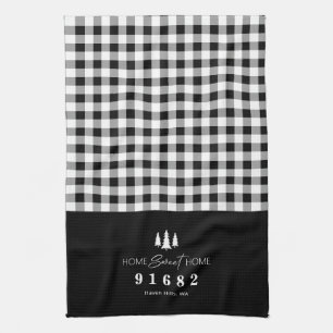 Black Gingham Zuhause Sweet Zuhause Custom Zip Cod Geschirrtuch