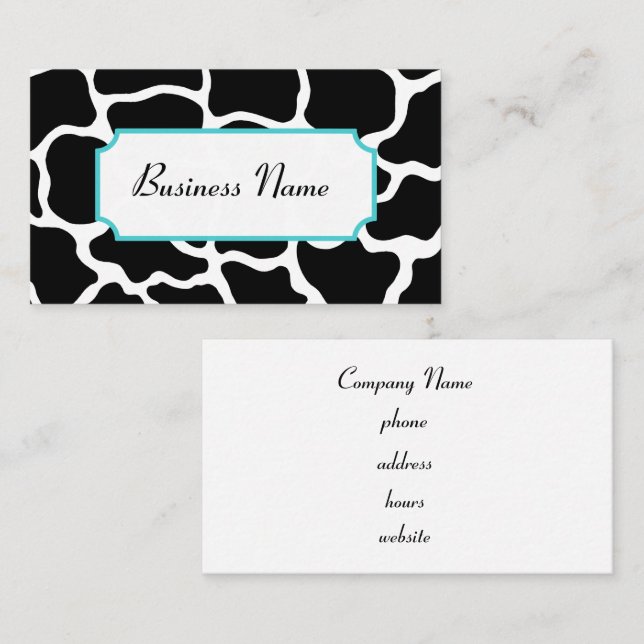 Black Giraffe Print Business Card Visitenkarte (Vorne/Hinten)
