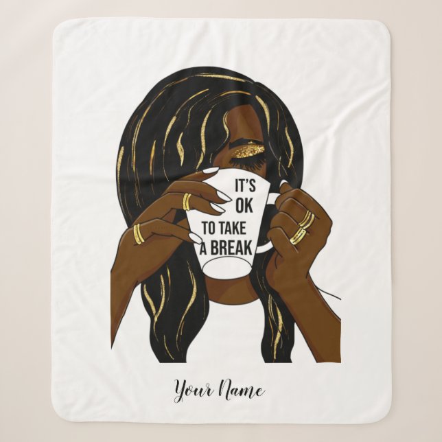 Black Girl Afro American Woman InspirationalQuote Sherpadecke (Vorderseite)
