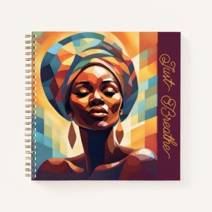 Black Girl Afro American Woman "Just Breathe" Notizbuch
