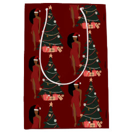 Black Girl Afro Weihnachtsgeschenktasche Mittlere Geschenktüte