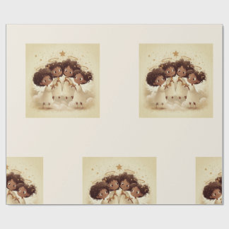 Black Girl Angel Christmas Choir Wrapping Paper 3 Geschenkpapier