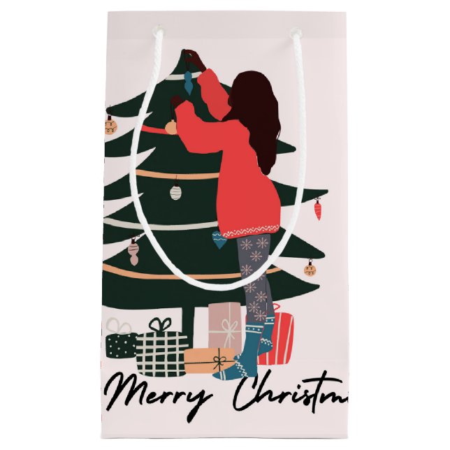 Black Girl Christmas Bag Kleine Geschenktüte (Vorderseite)