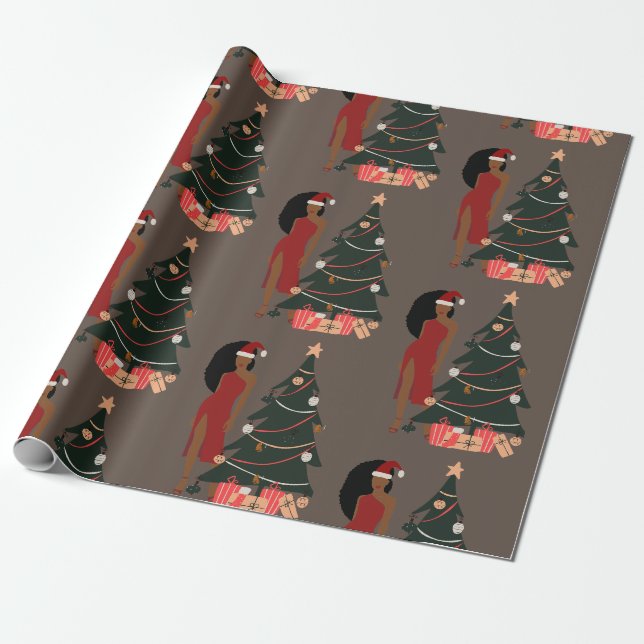 Black Girl Christmas Leo Zodiac Astrologie Geschenkpapier (Ungerollt)
