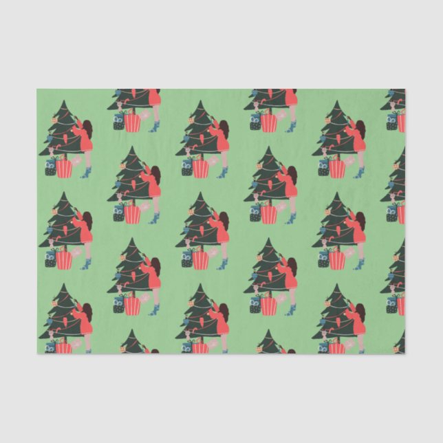 Black Girl Christmas Magic Wrapping Paper Seidenpapier (Vorderseite)