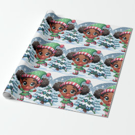 Black Girl Christmas Wrapping Paper - Schneelf Geschenkpapier