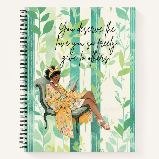 Black Girl Cosy Lesen Selbstversorgung Notizbuch (Vorderseite)