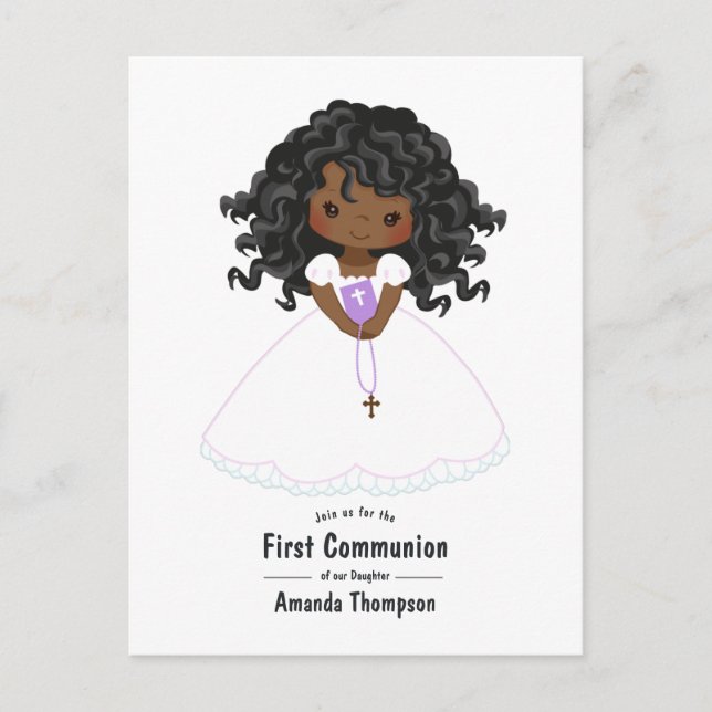 Black Girl First Heilige Kommunion Postkarte (Vorderseite)