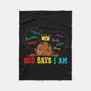 Black Girl God sagt, ich bin schwarze Melanin Gesc Fleecedecke