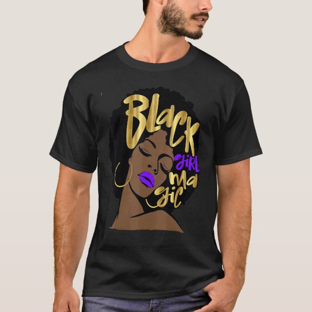 Black Girl Magic Afro Frau Lila Violette Diva Mel T-Shirt (Vorderseite)
