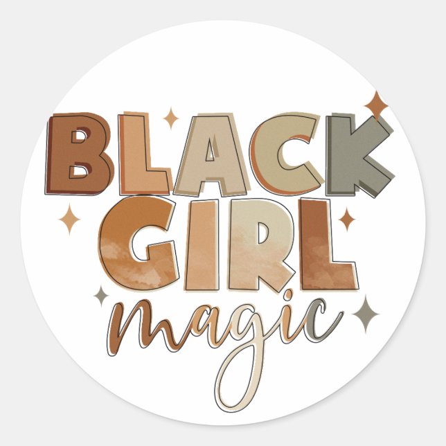 Black Girl Magic Afro Frau Runder Aufkleber (Vorderseite)