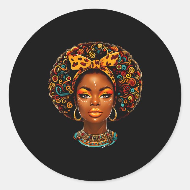 Black Girl Magic Afro Melanin Queen African Americ Runder Aufkleber (Vorderseite)