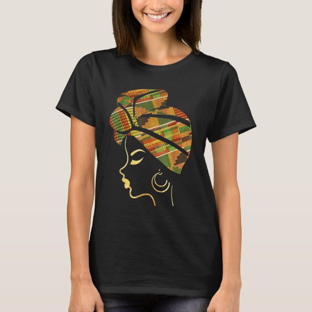 Black Girl Magic Afro Melanin Woman Headwrap Black T-Shirt (Vorderseite)