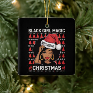 Black Girl Magic Frohe Weihnachts Afroamerikaner Keramikornament