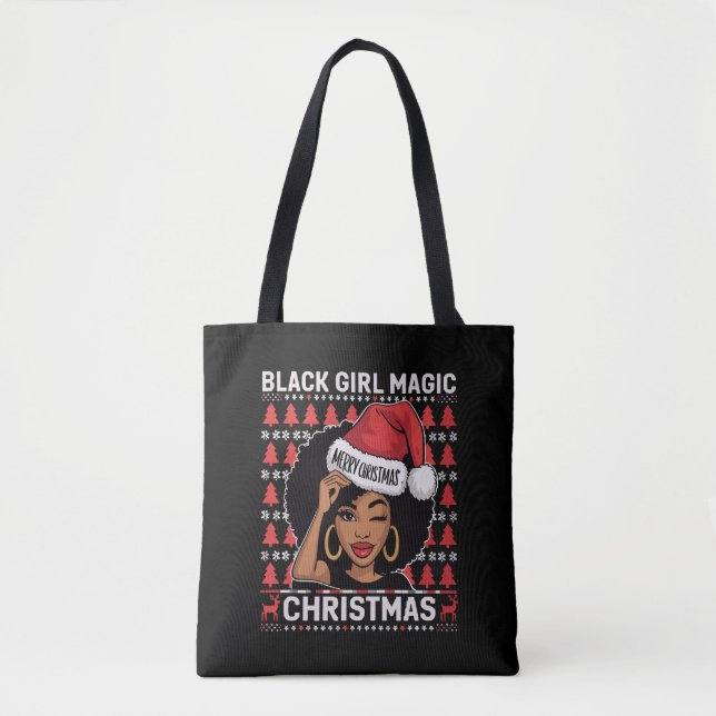 Black Girl Magic Frohe Weihnachts Afroamerikaner Tasche (Vorderseite)