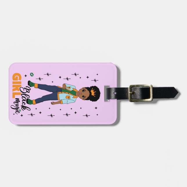 Black Girl Magic Luggage Tag, Personalize Gepäckanhänger (Vorderseite horizontal)
