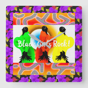 "Black Girl Magic" Quadratische Wanduhr