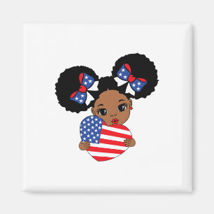 Black Girl Melanin Afro American Flag Herz 4. Magnet
