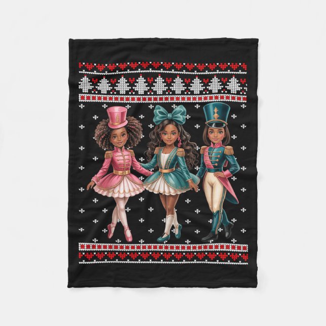 Black Girl Nutcracker Western Nutcracker Bow Ugly  Fleecedecke (Vorderseite)