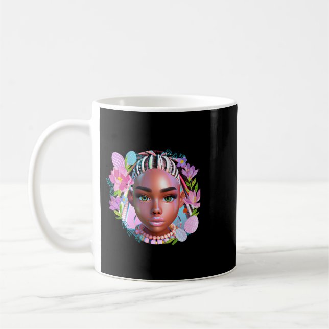 Black Girl Ostermagic Brown Skin Girls Frühjahr EZ Kaffeetasse (Links)