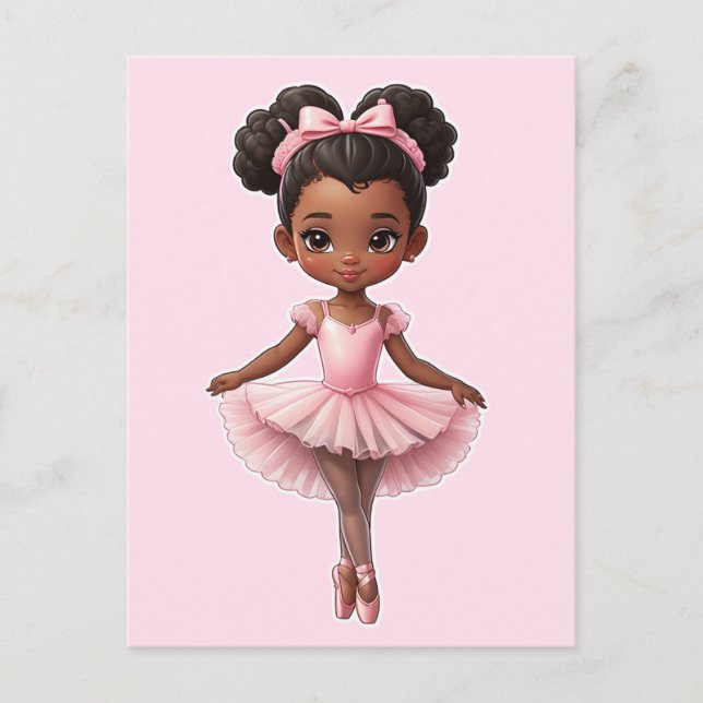 Black Girl Pink Ballerina Ballerina Ballett Postkarte (Vorderseite)